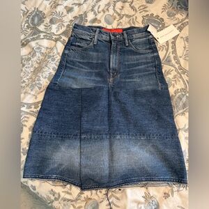 NWT MOTHER x Carolyn Murphy Blue Denim Knee Step Skirt Size 23